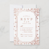 Rose Goldene verzierte romantische Hochzeit RSVP Karte (Vorderseite)
