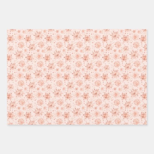 Rose Goldene Winterschneeflocken auf weißem Muster Geschenkpapier Set (Vorderseite 2)