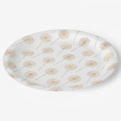 Rose goldener Löwenzahn wünscht weißen Hintergrund Pappteller (Schrägansicht)