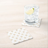 Rose goldener Löwenzahn wünscht weißen Hintergrund Rechteckiger Pappuntersetzer (Vor Ort)