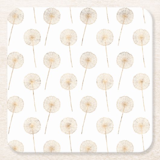 Rose goldener Löwenzahn wünscht weißen Hintergrund Rechteckiger Pappuntersetzer (Vorderseite)