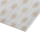 Rose goldener Löwenzahn wünscht weißen Hintergrund Schneidebrett (Ecke)