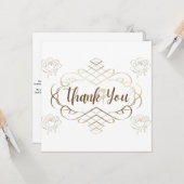 Rose, goldener Rahmen, Hochzeitskarte, danke Postc Karte (Vorderseite/Rückseite Beispiel)