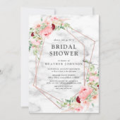 Rose Goldenes geometrisches rosa Brautparty Einladung (Vorderseite)