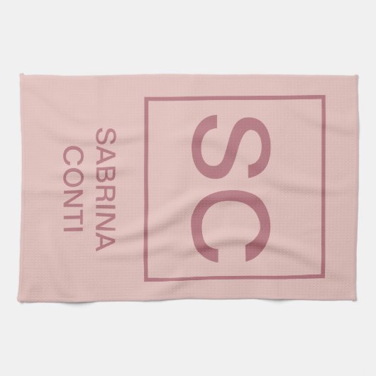 Rose Goldfarbe beruflich einfache Monogrammbezeich Geschirrtuch (Horizontal)