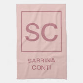 Rose Goldfarbe beruflich einfache Monogrammbezeich Geschirrtuch (Vertikal)