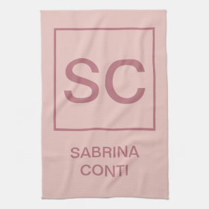 Rose Goldfarbe beruflich einfache Monogrammbezeich Geschirrtuch