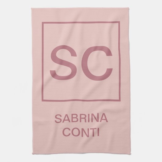 Rose Goldfarbe beruflich einfache Monogrammbezeich Geschirrtuch (Vertikal)