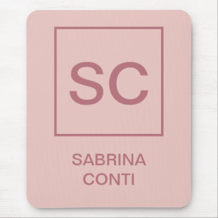 Rose Goldfarbe beruflich einfache Monogrammbezeich Mousepad