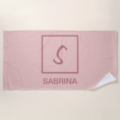 Rose Goldfarbe beruflich einfache Monogrammbezeich Strandtuch (Vorderseite)