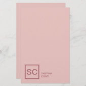 Rose Goldfarbe beruflich Girly Monogramm Name Briefpapier (Vorne/Hinten)