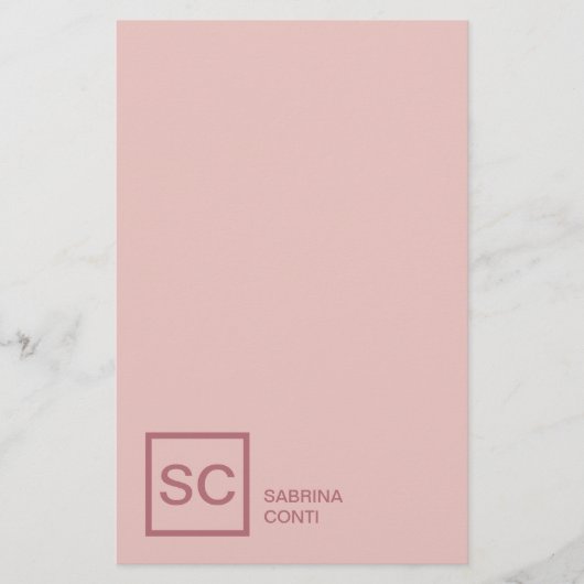 Rose Goldfarbe beruflich Girly Monogramm Name Briefpapier (Vorderseite)