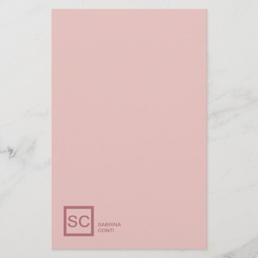 Rose Goldfarbe beruflich Girly Monogramm Name Briefpapier (Vorderseite)