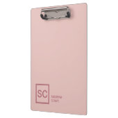 Rose Goldfarbe beruflich Girly Monogramm Name Klemmbrett (Links)