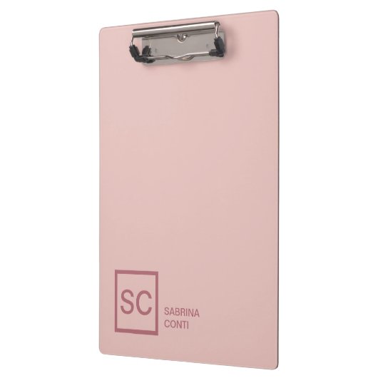 Rose Goldfarbe beruflich Girly Monogramm Name Klemmbrett (Links)