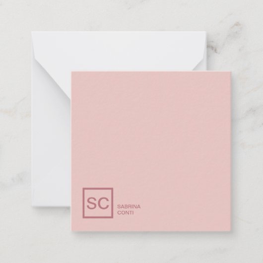 Rose Goldfarbe beruflich Girly Monogramm Name Mitteilungskarte (Vorderseite)