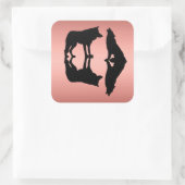 Rose Goldfarbe Silhouetten von Wölfen auf Aufklebe Quadratischer Aufkleber (Tasche)