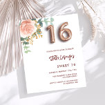 Rose goldfarben Blumenzwiebeln Süß 16 Haushaltsein<br><div class="desc">Eine moderne, stilvolle und glamouröse Einladung für eine Girl's Sweet 16, 16. Geburtstagsparty. Weißer Hintergrund. Die Einrichtung ist mit einer Rose aus Gold und Rosa-Rosa-Blumen geschmückt. Der Name ist mit einer modernen dunklen Rose goldfarbenen Handschrift geschrieben, die als Stilschrift dient. Personalisieren Sie Ihre Party-Daten und fügen Sie sie hinzu. Nummer...</div>