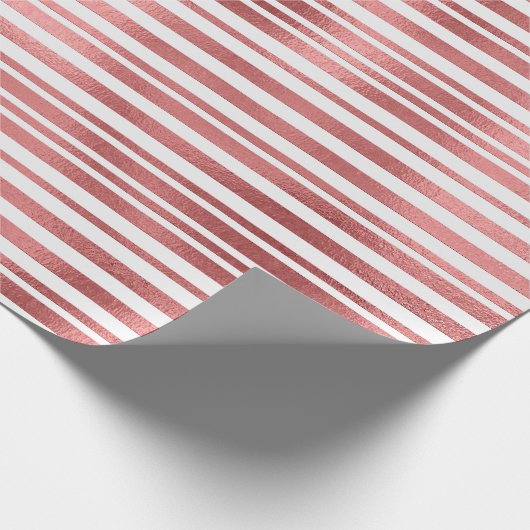 Rose, goldfarben, metallische Streifen Geschenkpapier (Ecke)