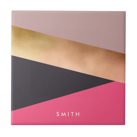 Rose, goldfarben, rosa, grau fliese (Vorderseite)