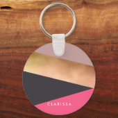 Rose, goldfarben, rosa, grau schlüsselanhänger (Vorderseite)