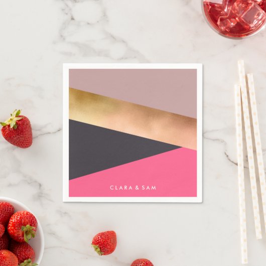 Rose, goldfarben, rosa, grau serviette (Beispiel)