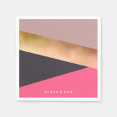 Rose, goldfarben, rosa, grau serviette (Vorderseite)