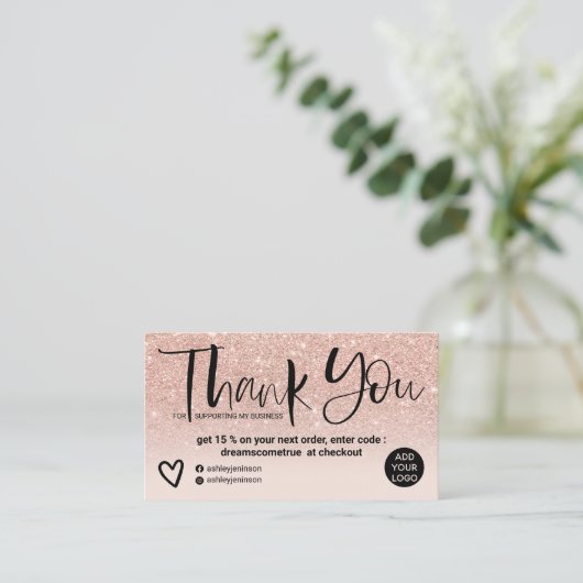 Rose goldfarben Schriftart rot Rosa Reihenfolge Vi Visitenkarte (Stehend Vorderseite)