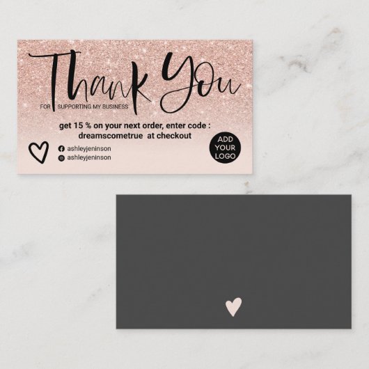 Rose goldfarben Schriftart rot Rosa Reihenfolge Vi Visitenkarte (Vorne/Hinten)