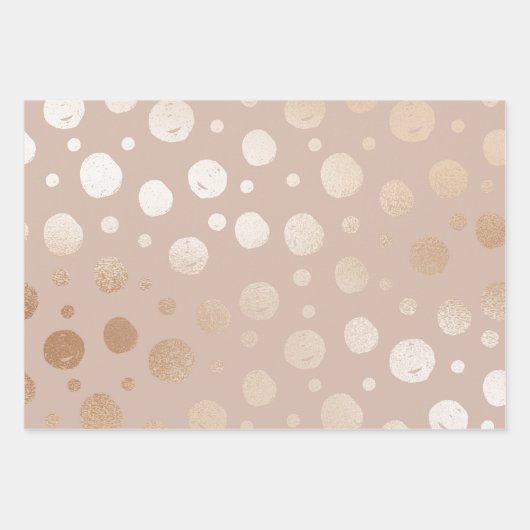 Rose, goldfarben und beige geschenkpapier set (Vorderseite)