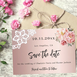 Rose goldfarbene Blumen Hochzeit Save The Date