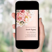 Rose goldfarbene Blumen verleihen Luxus zum Geburt Einladung