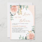 Rose goldfarbene blumengeschmückte Liebe in Bloom  Einladung (Vorderseite)