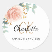 Rose goldfarbene Blumengrün Baby Dusche Runder Aufkleber (Vorderseite)