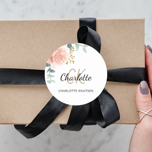 Rose goldfarbene Blumengrün Baby Dusche Runder Aufkleber