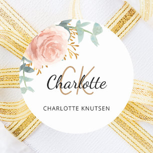 Rose goldfarbene Blumengrün Baby Dusche Runder Aufkleber