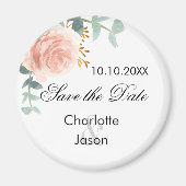 Rose goldfarbene Blütenhochzeit speichern das Datu Magnet (Vorne)