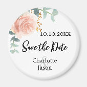 Rose goldfarbene Blütenhochzeit speichern das Datu Magnet (Vorne)