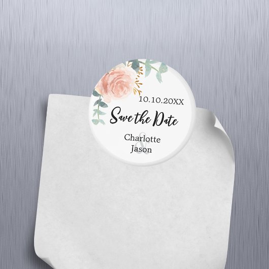 Rose goldfarbene Blütenhochzeit speichern das Datu Magnet