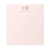 Rose goldfarbene Glaise Monogramm minimalistisch Notizblock (Vorderseite)