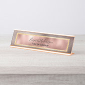 Rose goldfarbene Metallbezeichnung Schreibtischnamensplakette (Vorderseite )