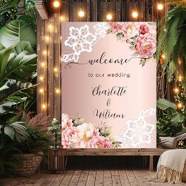 Rose goldfarbene Rosa Blumensträuße Hochzeitsempfa Poster