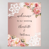 Rose goldfarbene Rosa Blumensträuße Hochzeitsempfa Poster (Vorne)
