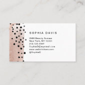 Rose goldfarbene Wasserfarbe mit schwarzen Punkten Visitenkarte (Rückseite)