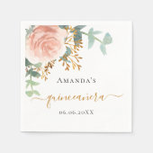 Rose goldfarbenes Blumengrün elegant Quinceanera Serviette (Vorderseite)