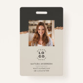 Rose goldfarbenes Logo Modernstes, elegantes Abzei Ausweis (Vorderseite)