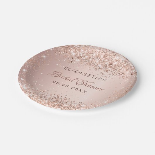 Rose Goldfisch Brautparty Pappteller (Schrägansicht)