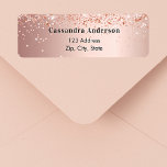 Rose Goldfisch Rücksendeadresse<br><div class="desc">Eine schicke Rose Gold Hintergrund mit Konfetti. Personalisieren Sie Ihren Namen und Ihre Adresse und fügen Sie diese hinzu. Ideal für Hochzeitsfeiern,  Brautparty,  Babyduschen oder Geburtstagsfeiern.</div>