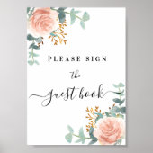 Rose Goldfloral Eukalyptus Gästebuch (Vorne)