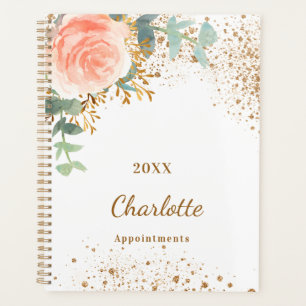 Rose Goldfloral Glitzer Eukalyptus Monogramm 2026 Planer